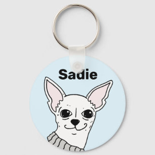 Smug Chihuahua Doodle Personalised Keychain