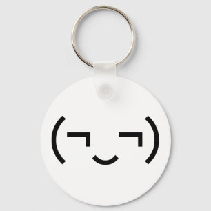 Smug Emoticon (¬‿¬) Japanese Kaomoji Key Ring