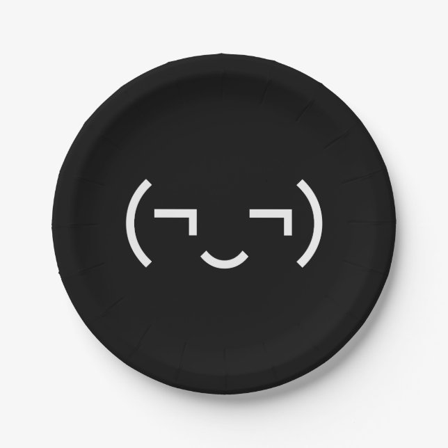 Smug Emoticon (¬‿¬) Japanese Kaomoji Paper Plate (Front)