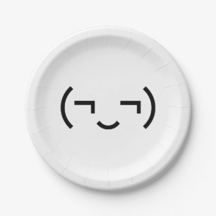 Smug Emoticon (¬‿¬) Japanese Kaomoji Paper Plate