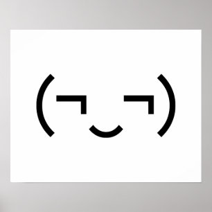 Smug Emoticon (¬‿¬) Japanese Kaomoji Poster
