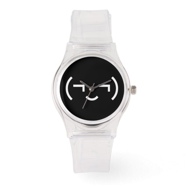 Smug Emoticon (¬‿¬) Japanese Kaomoji Watch (Front)
