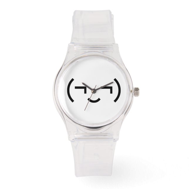 Smug Emoticon (¬‿¬) Japanese Kaomoji Watch (Front)