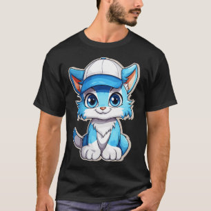 smurf cat blue cat cute blue kitten in a cap T-Shirt