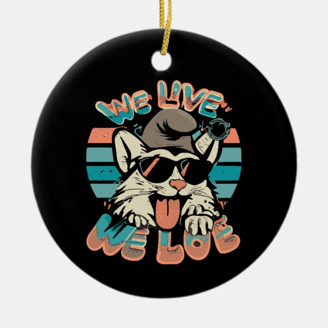 Smurf Cat - We Live We Love  Ceramic Tree Decoration (Front)