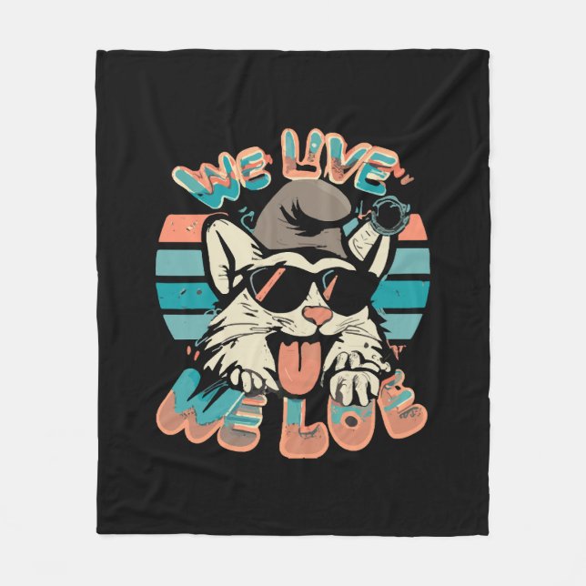 Smurf Cat - We Live We Love  Fleece Blanket (Front)