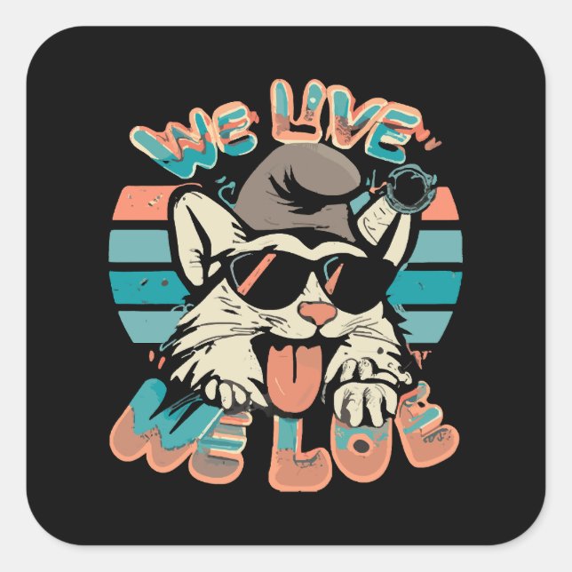 Smurf Cat - We Live We Love  Square Sticker (Front)