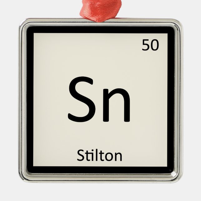 Sn - Stilton Cheese Chemistry Periodic Table Metal Tree Decoration (Front)