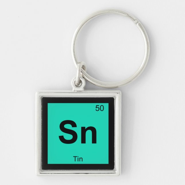 Sn - Tin Chemistry Periodic Table Symbol Element Key Ring (Front)
