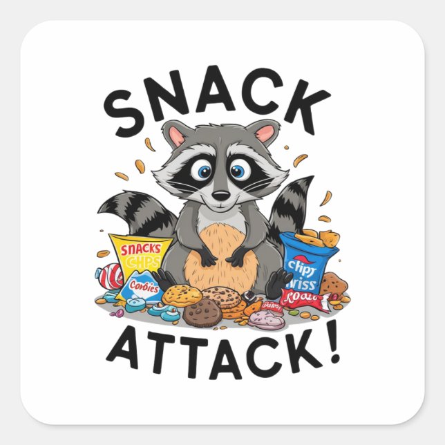 Snack Attack Square Sticker (Front)