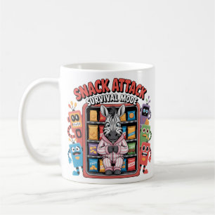 Snack Attack Survival Mode Funny Zebra Coffee Mug