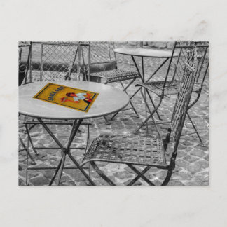 Snack bar outdoor table postcard