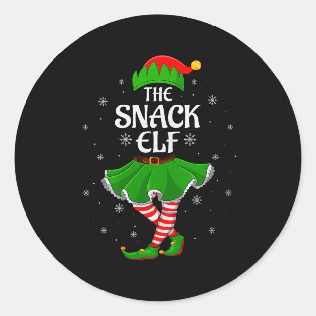 Snack Elf Christmas Family Girls Women Elf Squad X Classic Round Sticker (Front)