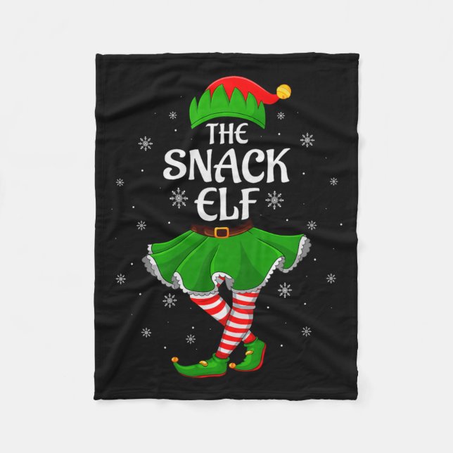 Snack Elf Christmas Family Girls Women Elf Squad X Fleece Blanket (Front)