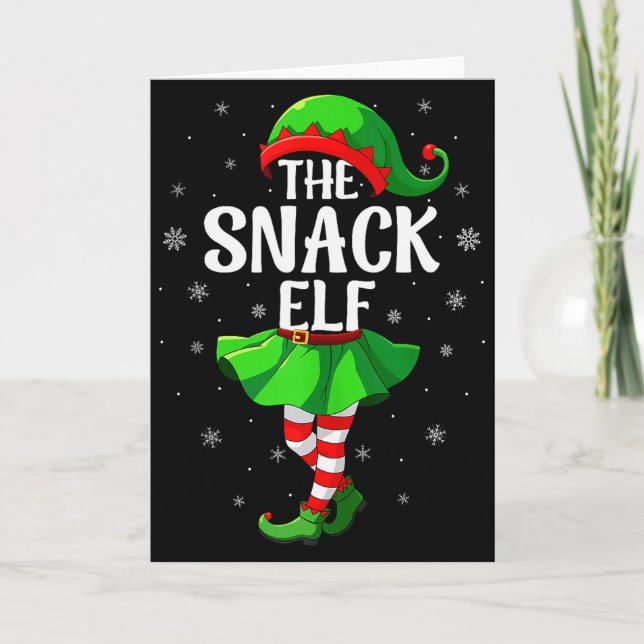 Snack Elf Christmas Girls Women Elf Squad Xmas Fam Card (Front)