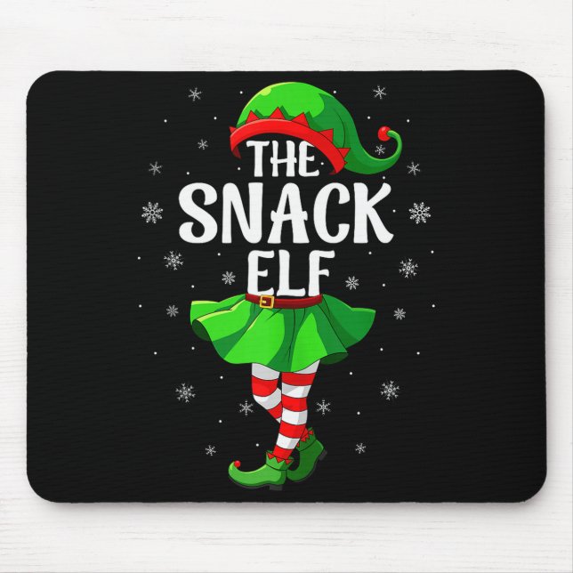 Snack Elf Christmas Girls Women Elf Squad Xmas Fam Mouse Mat (Front)