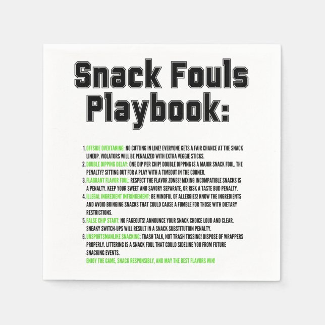 Snack Fouls Playbook Napkin (Front)