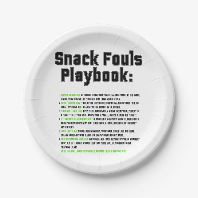 Snack Fouls Playbook Paper Plate (Front)