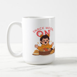 Snack Mode: ON – Cute Cartoon Character with Snack Coffee Mug