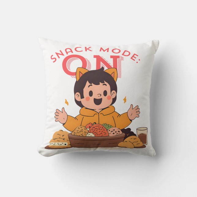 Snack Mode: ON – Cute Cartoon Character with Snack Cushion (Front)