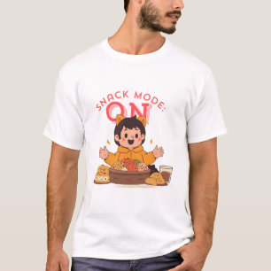 Snack Mode: ON – Cute Cartoon Character with Snack T-Shirt