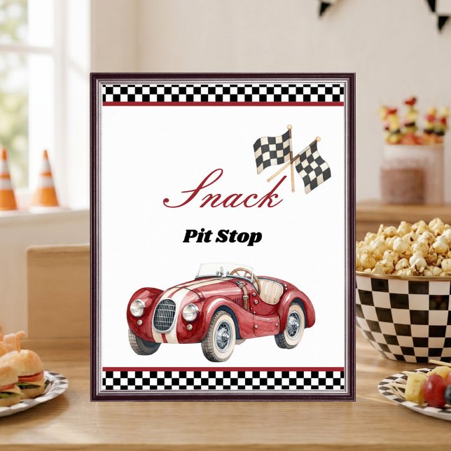 Snack Pit Stop Race Car 1st Birthday Table Sign (Snack Pit Stop Race Car 1st Birthday Table Sign)