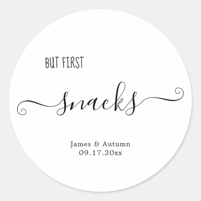 Snack Stickers for Wedding Snack Bags (Front)