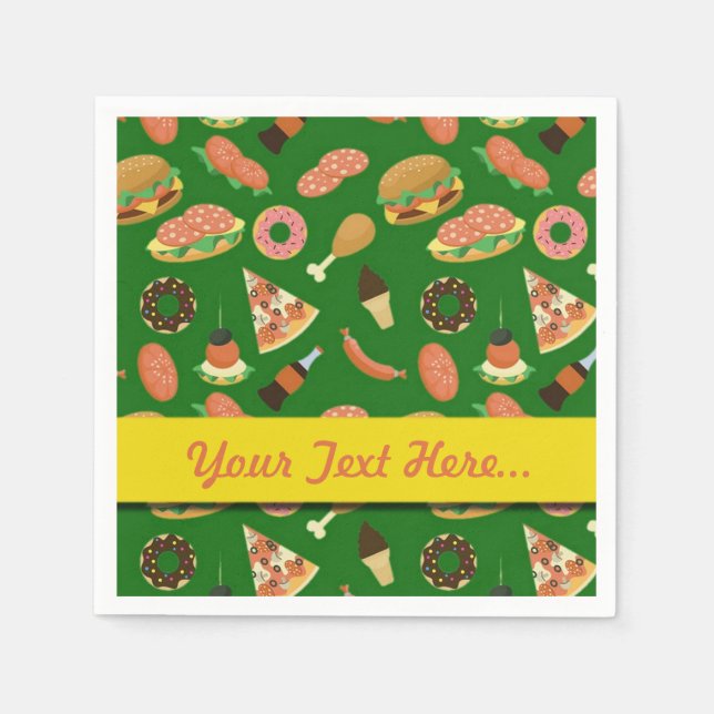 Snack Time Green Picnic Napkins (Front)