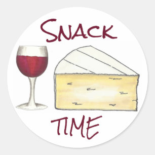 Snack Time Red Merlot Wine + Brie Cheese Sticker