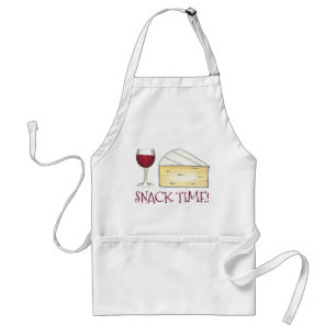 Snack Time! Red Wine Glass Brie Cheese Foodie Food Standard Apron
