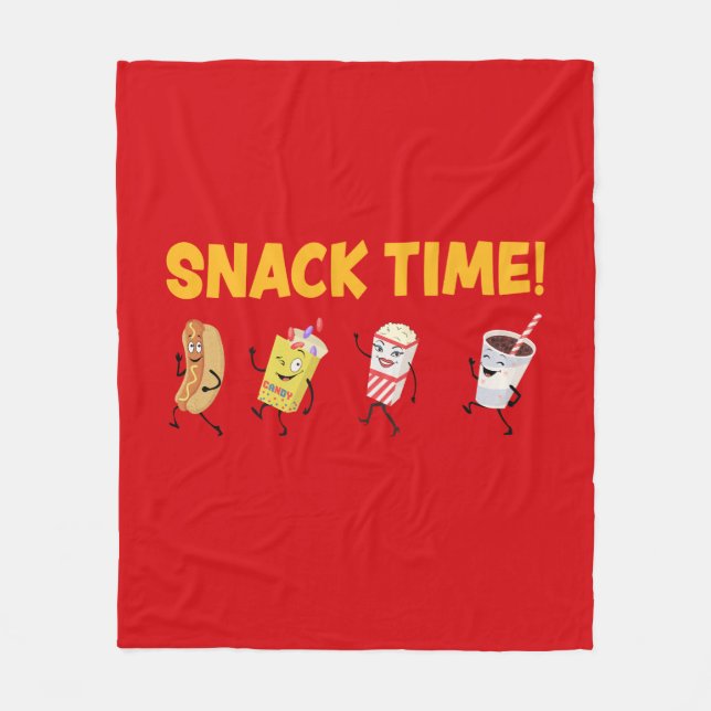Snack Time! Retro Candy Popcorn Fleece Blanket (Front)