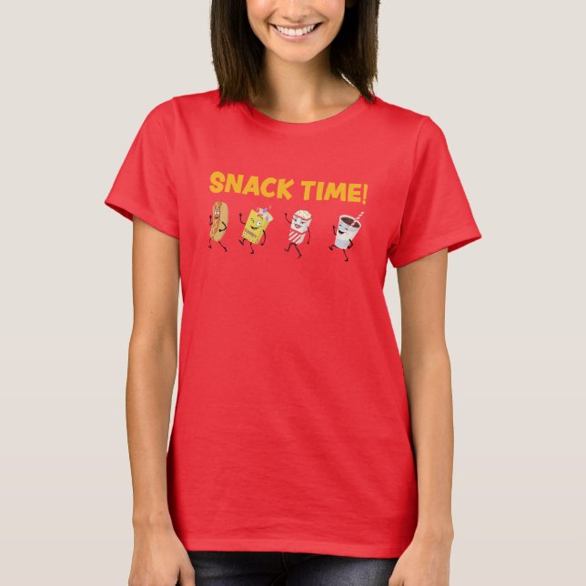 Snack Time! Retro Candy Popcorn T-Shirt (Front)