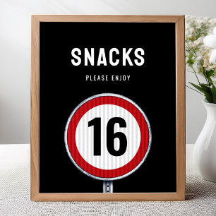 Snacks 16th Birthday Speed Limit Poster