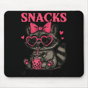 Snacks Make Me Nicer Funny Colorful Racoon With Su Mouse Mat