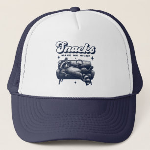Snacks Make Me Nicer Funny Raccoon Animal Tacos Trucker Hat