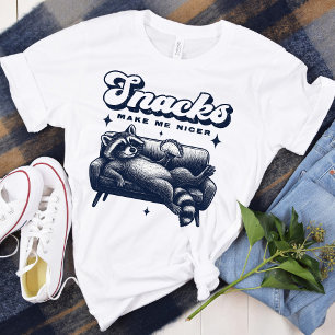 Snacks Make Me Nicer Funny Racoon Animal Tacos T-Shirt