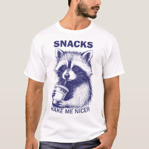  Snacks Make Me Nicer Raccoon Animal Sarcastic  T-Shirt