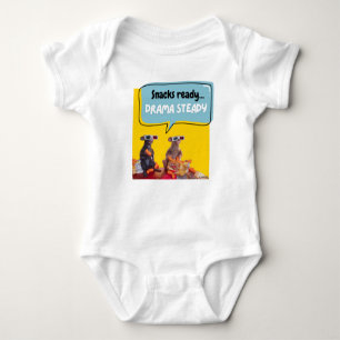 Snacks Ready, Drama Steady Baby Bodysuit
