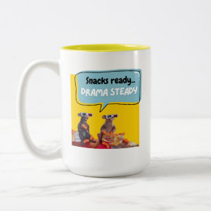 Snacks Ready, Drama Steady Two-Tone Coffee Mug