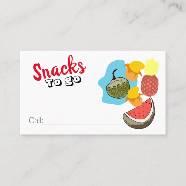 Snacks to go business card idea (Front)