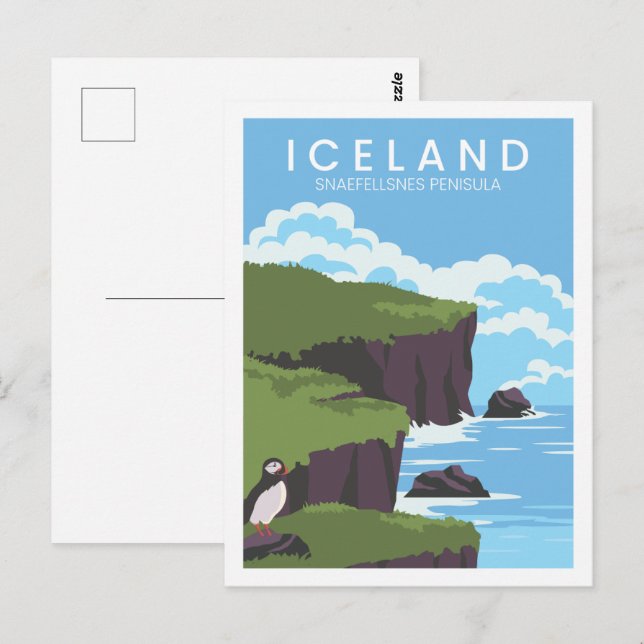 Snaefellsnes Iceland Travel Place Illustration Postcard (Front/Back)