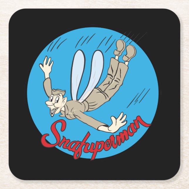 Snafuperman Tony LeVier P-38 Lightning Noseart Square Paper Coaster (Front)