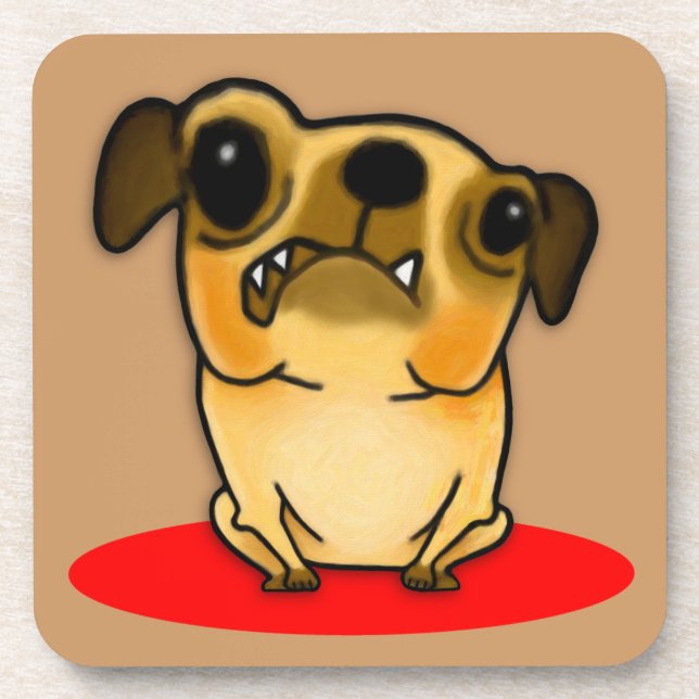Snaggle Tooth Pug Coaster (Front)