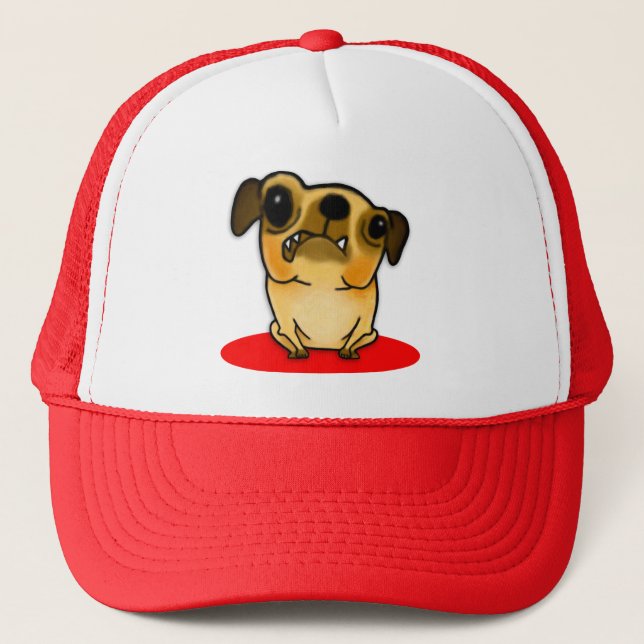 Snaggle Tooth Pug Trucker Hat (Front)