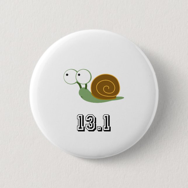 Snail 13.1 (half marathon) 6 cm round badge (Front)