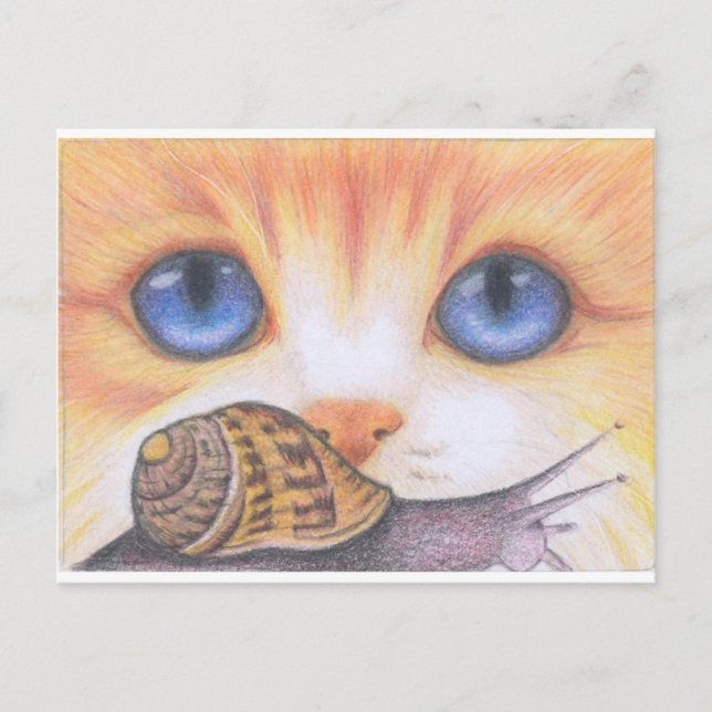 Snail and Cat Postcard (Front)