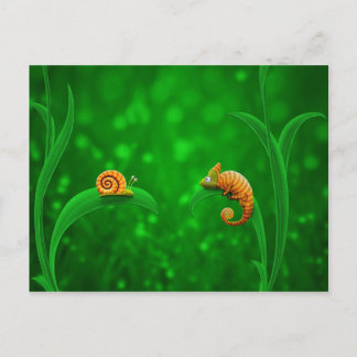 Snail and Chameleon Postcard