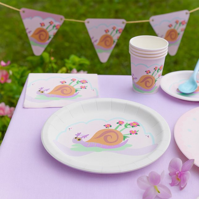 Snail And Flowers Paper Plate (Creator Uploaded)