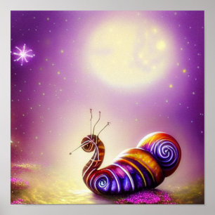 Snail and moon poster