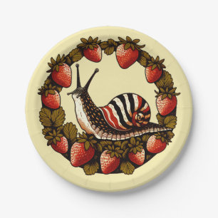 Snail and Strawberries Cottagecore Strawberry      Paper Plate